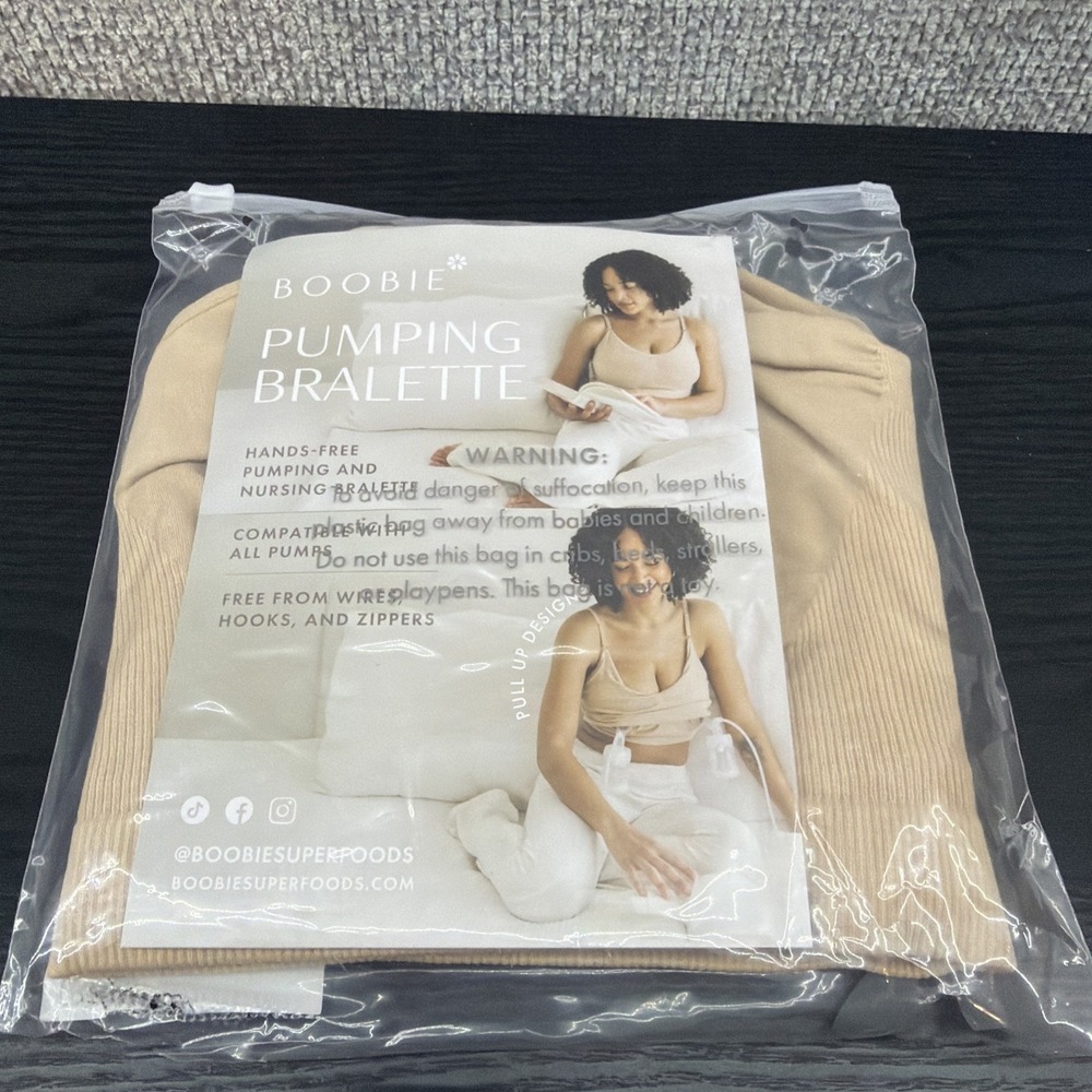 Boobie‎ Pumping and Nursing Bralette Size L-XL Hands-free Soft Wire Free Cooling